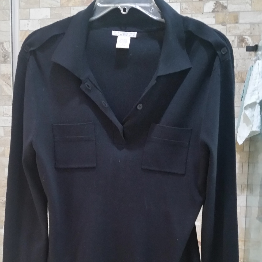 Black Silk Blend Knit Top M/L